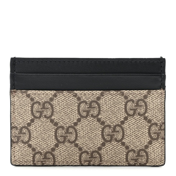 GG Supreme Monogram CalfskinCard Holder Beige Black